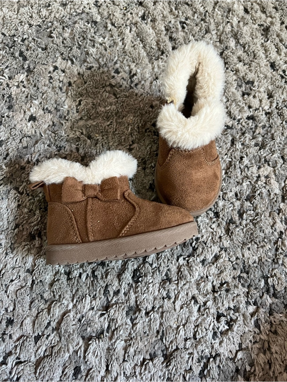Children's Cozy Faux-Fur Lined Brown Booties